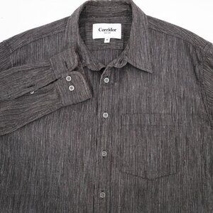 Corridor NYC Shirt Mens Medium Static Weave speckled cotton Collar Button-Up